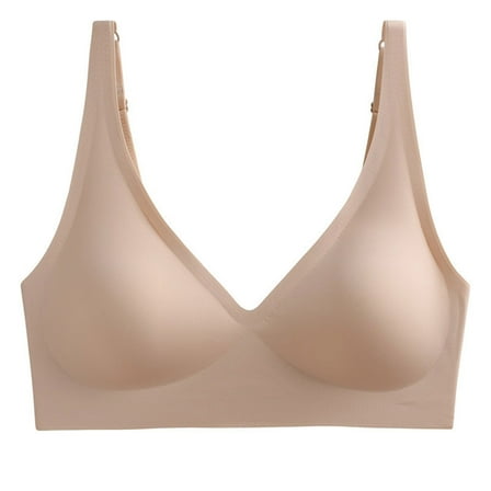 LNWUY Deep V Bras for Women Wire Free Comfort Breathable Wireless Bralettes Adjustable Seamless Bra Beige XXXL