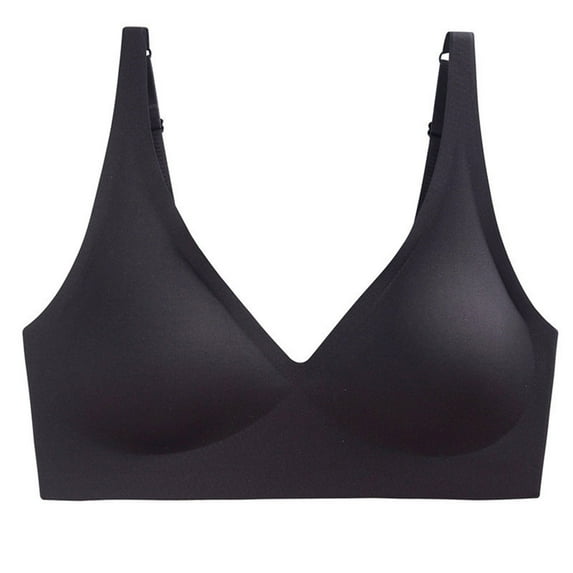 LNWUY Deep V Bras for Women Wire Free Comfort Breathable Wireless Bralettes Adjustable Seamless Bra Black XXL