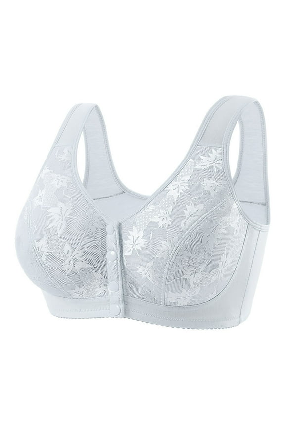 Embroidery Thin Style Bras for Seniors Bras for Older Women Front Closure Bras for Older Women Silver 38/85