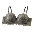 thumbnail image 1 of LNWUY Fashion Lace Bras for Women Lifting Gathering Spaghetti Strap Full Coverage Comfortable Underwire Bra Gray L, 1 of 5