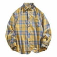 thumbnail image 1 of LNWUY Flannel Buffalo Plaid Shirts for Men Casual Vintage Button Down Lapel Neck Blouses 2025 Spring Summer Fashion Long Sleeve Tops Yellow XXL, 1 of 8