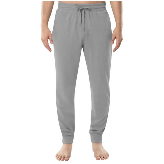 LNWUY Flannel Sweatpants for Men Solid Color Drawstring Cozy Track Pants Athletic Loose Fit Soft Comfy Breathable Joggers with Pocket Gray XXL