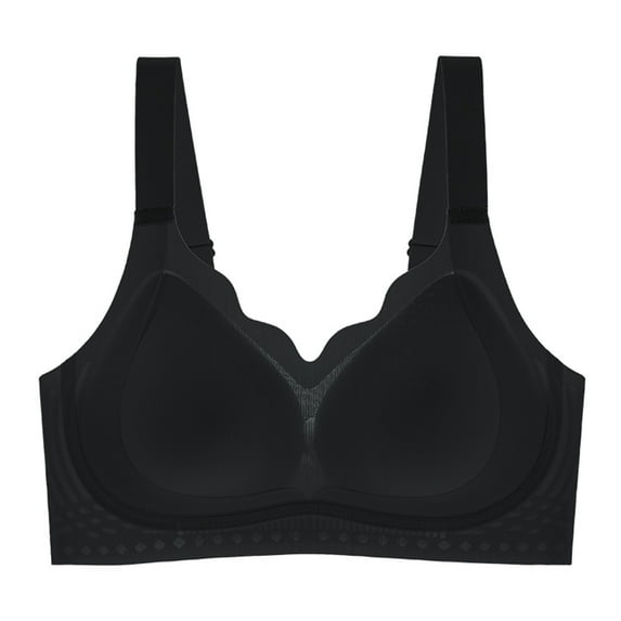 LNWUY Full Coverage Padded Minimizer Bras Wireless Back Smoothing Scalloped Bra No Underwire Black XL