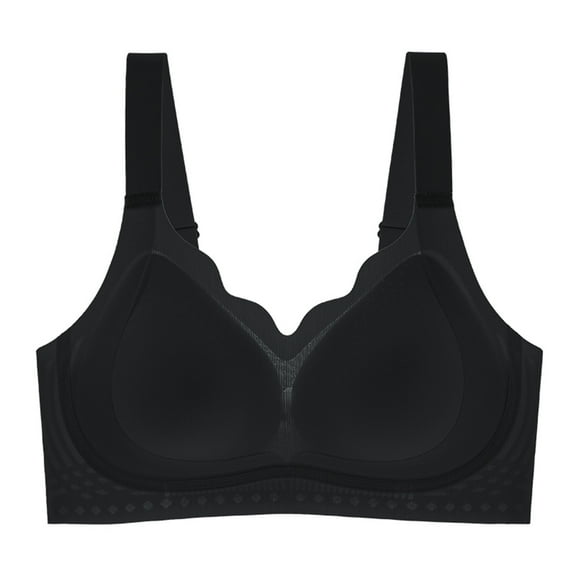 LNWUY Full Coverage Padded Minimizer Bras Wireless Back Smoothing Scalloped Bra No Underwire Black XXXL