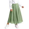 thumbnail image 1 of LNWUY Girl's Cotton Long Maxi Skirts Flowy Ruffle Elastic Waist Casual Solid Color Long Skirt Green 14-15 Years, 1 of 7