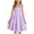thumbnail image 1 of LNWUY Girl's Cute Fashion Solid Color Ruched A Line Swing Dress Layered Tie Shoulder Flowy Cami Dress Purple 12-13 Years, 1 of 9