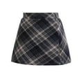 thumbnail image 1 of LNWUY Girl's Plaid Tweed Skirt Fall and Winter Half-Body Skirt College Style Short Skirt High Waist A-Line Skirt Black 12 Years, 1 of 4