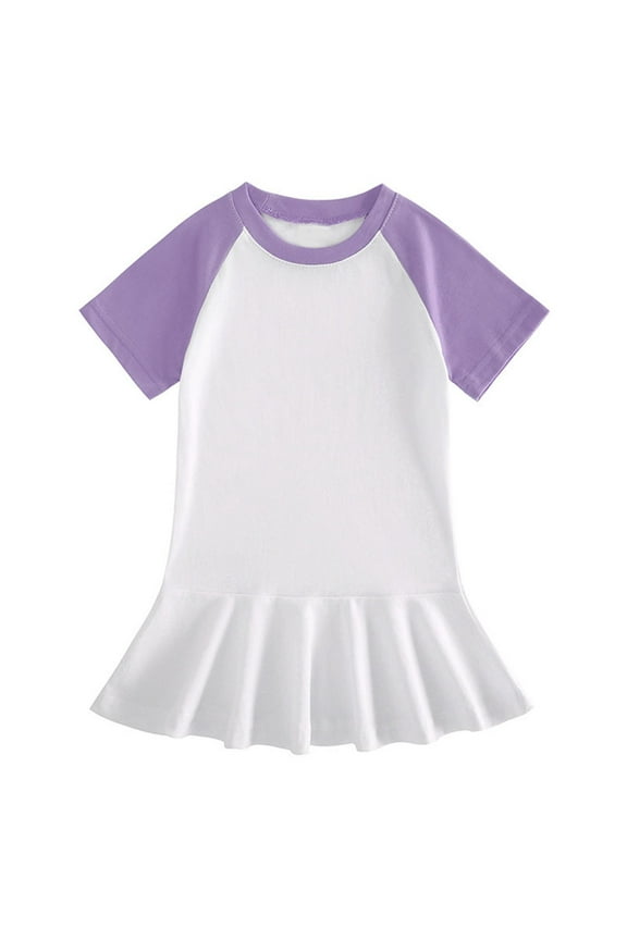 Girl's Rash Guard Summer Shirts Dress Sun Shirt Short Sleeve UPF 50 UV Protection Tops Quick Dry Lightweight Dress Purple 1 Years