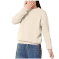 thumbnail image 1 of LNWUY Girls Fall and Winter Velvet Thickened Solid Color Half-High Neck Cotton Knitted Long-Sleeved Round Neck Bottom Sweater Beige 8-9Years, 1 of 6