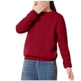 thumbnail image 1 of LNWUY Girls Fall and Winter Velvet Thickened Solid Color Half-High Neck Cotton Knitted Long-Sleeved Round Neck Bottom Sweater Red 13-14Years, 1 of 6