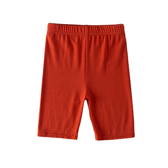 LNWUY Girls' Five-Point Leggings Summer Thin Modal Children's Soft Comfy Breathable Big Children's Outdoor Casual Pants Red 4 Years