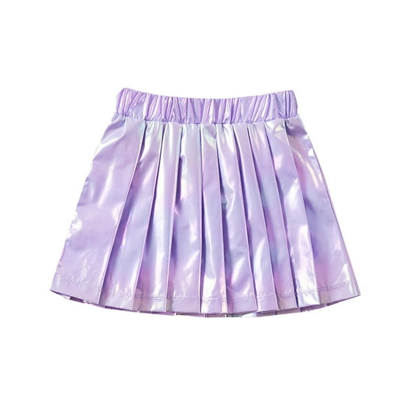 LNWUY Girls Half-body Skirt Summer Colorful Pleated Skirt Sweet Short Skirt Rainbow A-line Skirt 1-6 Years Purple 3 Years