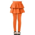 thumbnail image 1 of LNWUY Girls Leggings Toddler Elastic Leggings Pants for Girls School Uniform Tutu Kids Ruffle Skirt Pull On Warm Clothes Orange 11 Years, 1 of 8