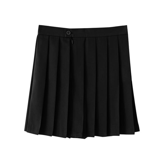 LNWUY Girls' Pleated Skirt Fashion College Style Girls' Half Body Skirt Solid Color Short A-line Skirt Workout Performance Skirts for Kids Black 14 Years