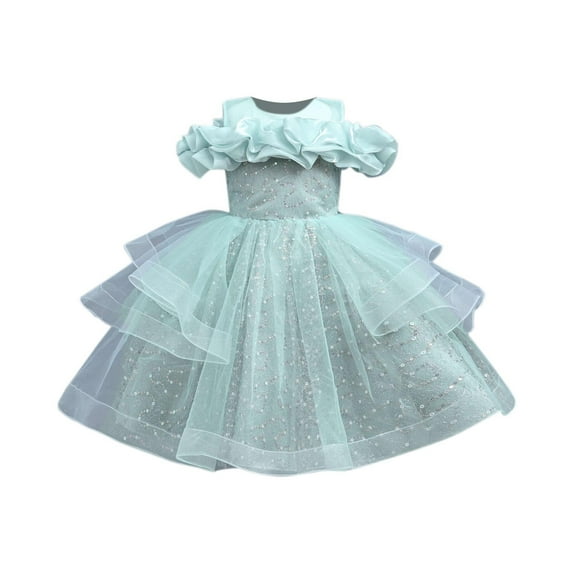 LNWUY Girls Sequin Dress Sparkly Flower Girl Dress Pagnant Girl Dress Wedding Party Birthday Ball Gown 5-12 Years Green 8 Years