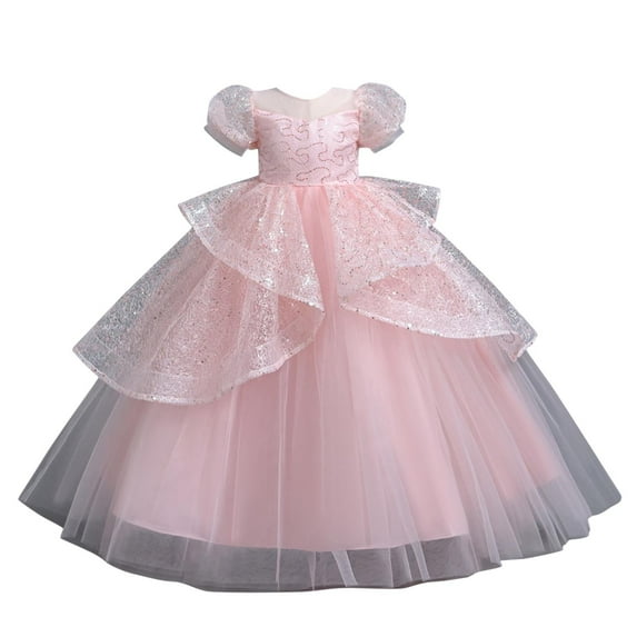 LNWUY Girls Sequin Tutu Dress Gowns Pageant Birthday Party Evening Ball Gown Fashion Cute Tulle Puffy Princess Dress Pink 11 Years