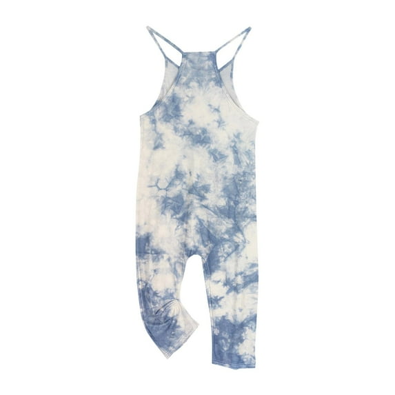 LNWUY Girls Summer Fashion Jumpsuit Sleeveless Jumpsuit with Pockets Pants Soft Comfy Breathable Strappy Long Pants Multicolor 5-6 Years