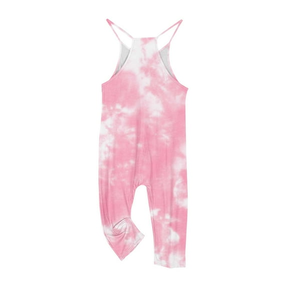 LNWUY Girls Summer Fashion Jumpsuit Sleeveless Jumpsuit with Pockets Pants Soft Comfy Breathable Strappy Long Pants Multicolor 9-10 Years