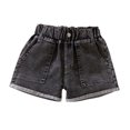 thumbnail image 1 of LNWUY Girls Summer Solid Color Denim Shorts Sports and Leisure Shorts for Kids Elastic Waist Jean Shorts 3-13 Years Black 11-12 Years, 1 of 4