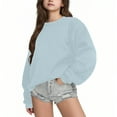 thumbnail image 1 of LNWUY Girls Sweaters Solid Color Long Sleeve Crewneck Pullover Jumper Cute Winter Knit Blouse Tops Blue 8-9Years, 1 of 5