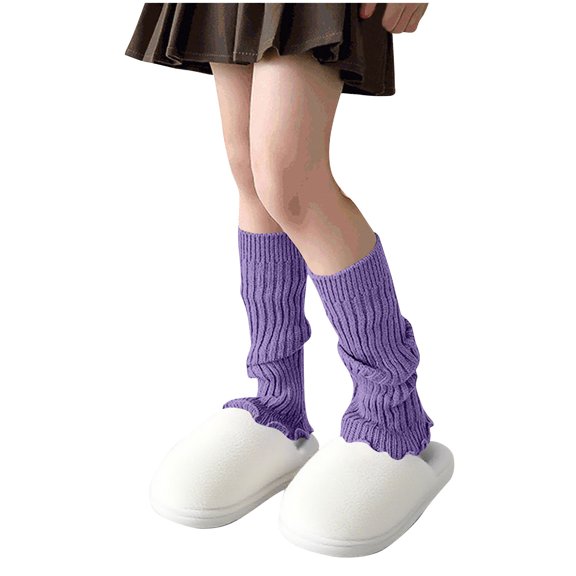 LNWUY Girls's Woolen Warm Knitted Socks Yoga Leggings Over the Knee Socks Stockings Winter Heap Socks Foot Warmers Purple Free Size
