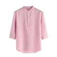 thumbnail image 1 of LNWUY Henley T Shirts for Men Casual Stylish 3/4 Sleeve Summer Shirt Solid Color LightWeight Button Shirt Regular Fit Work Shirts Pink XL, 1 of 4