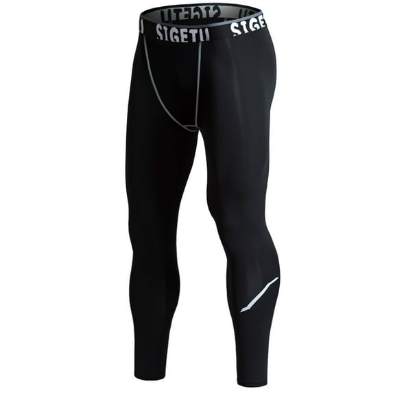 LNWUY High Elasticity And Quick Drying Sports Tight Pants Workout Leggings with Pockets High Waist Athletic Yoga Pants for Men Running, Fitness Black XXL