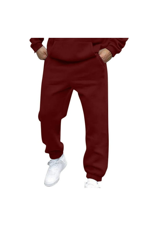 Jogger Sweatpants for Men Athletic Fitness Sports Running Pants Workout Training Track Solid Color Casual Pants Sweatpants Wine XXL