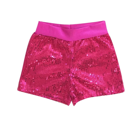LNWUY Kids Girls Shiny Sequins Dance Shorts Hip Hop Jazz Dance Performance clothes Athletic Tumbling Yoga Shorts Bottoms Hot Pink 140