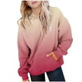 thumbnail image 1 of LNWUY Kids Gradient Print Sweatshirt Boys and Girls Casual Round Neck Hooded Long Sleeve Pocket Padded Hooded Top Red 9 Years, 1 of 9