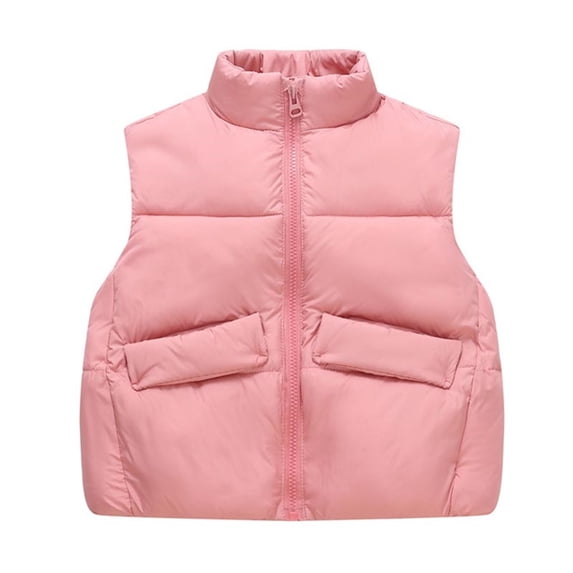 LNWUY Kids Puffer Vest Lightweight Waterproof Solid Color Hoodless Zipper Warm Sleeveless Outwear for Boys Girls Pink 5 Years