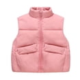 thumbnail image 1 of LNWUY Kids Puffer Vest Lightweight Waterproof Solid Color Hoodless Zipper Warm Sleeveless Outwear for Boys Girls Pink 7 Years, 1 of 4