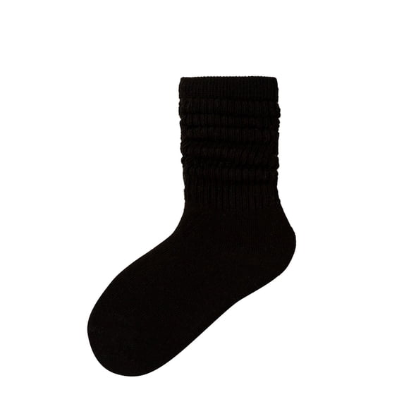 LNWUY Kids Socks Girls Toddler Solid Color Mid-Calf Socks Stacked Socks Baby Socks Cotton Socks Warm Socks Black 9 Years