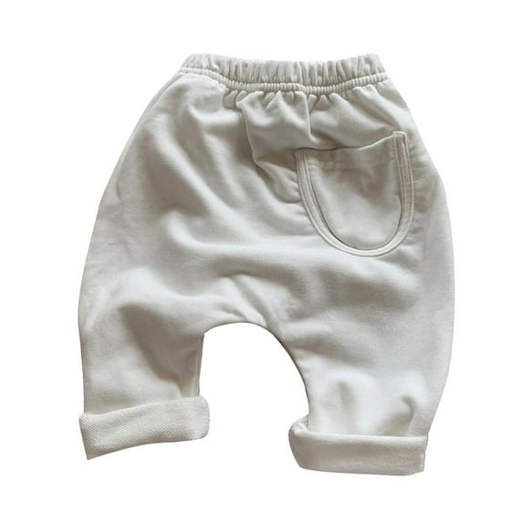 LNWUY Kids Toddler Baby Girls Boy Fashion Cargo Pant Solid Color Streetwear Harem Pant Casual Jogger Sweatpants for 1-6T White 9 Months