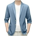 thumbnail image 1 of LNWUY (L-5XL) Big and Tall Men's Casual Blazer Linen Sport Coat Two Button Lightweight Jackets Business Daily Suit Blue L, 1 of 4