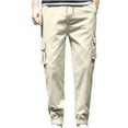 thumbnail image 1 of LNWUY (L-5XL) Big and Tall Mens Casual Cargo Pants Elastic Waist Drawstring Joggers Pants Summer Tapered Sweatpants with Multi Pockets Khaki XL, 1 of 4