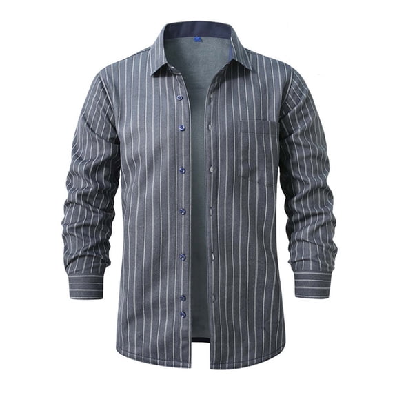 LNWUY (L-5XL) Men's Plus Size Flannel Shirts Casual Long Sleeve Lapel Plaid Button Down Shirt Jacket with Pockets Gray XXXXXL