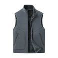 thumbnail image 1 of LNWUY (L-5XL) Plus Size Men's Solid Color Sleeveless Vest Slim Fit Zip Up Collar Thick Cotton Padded Warm Winter Waistcoat Gray XXL, 1 of 4