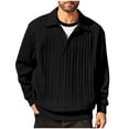 thumbnail image 1 of LNWUY (L-5XL) Plus Size Mens Knit Pullover Sweater Long Sleeved Lapel Top Lightweight Loose Comfortable Casual Sweaters Black XXXXL, 1 of 9