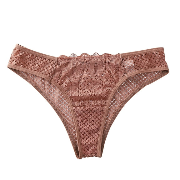 LNWUY Lace Thongs for Women Lace Hollowed out See-Through Cheeky Underwear Hipster Panties Pink M