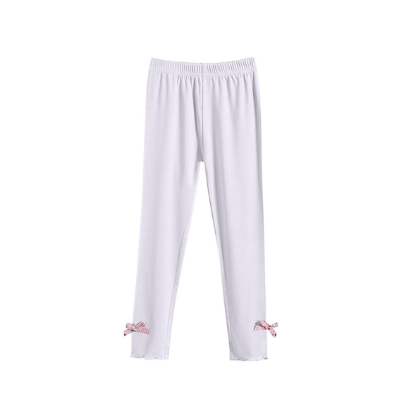 LNWUY Lightweight Comfort Breathable Leggings for Boys Girls Cute Bow Solid Color Leggings Bottoms Long Pants White 12 Years
