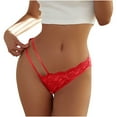 thumbnail image 1 of LNWUY Low Waisted Thongs for Women Fashion Lace Seamless Thin Breathable Underwear T-Back See Through Panties Red L, 1 of 7