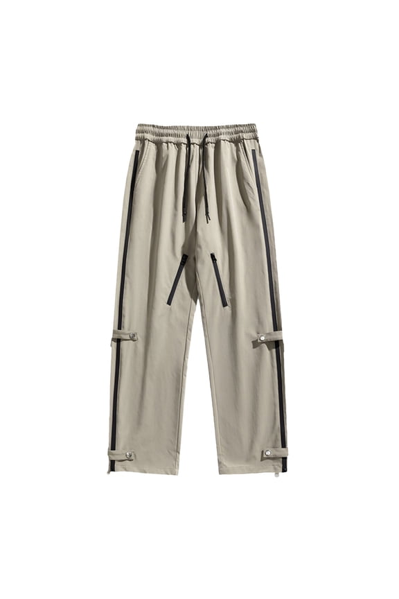 (M-5XL)Big and Tall Cargo Sweatpants Men Solid Elastic Waist Drawstring Loose Comfy Pants Active Workout Jogger Pants with Multi Pockets Beige XXXXXL