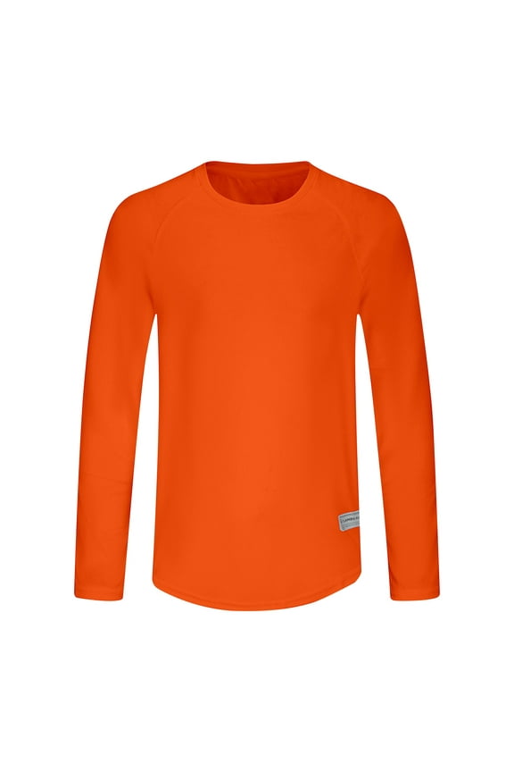 (M-5XL)Big and Tall Men Summer Sun Protection Swim Shirt UPF 50+ Rash Guard Work Shirt Long Sleeve Performance Running Hiking Shirts Orange XXXL