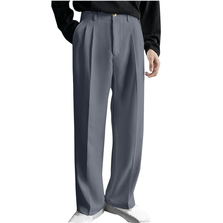 LNWUY (M-5XL)Big and Tall Men's Pleated Straight Wide Leg