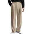 thumbnail image 1 of LNWUY (M-5XL)Big and Tall Men's Pleated Straight Wide Leg Suit Pants Business Pants with Pocket Button Zipper Fly Loose Trousers High Waisted Khaki XXXXL, 1 of 6