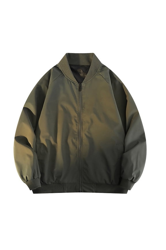 (M-5XL) Big and Tall Men's Bomber Jacket Lightweight Casual Long Sleeved Windbreaker Zip Up Coat for Men Green XXXXXL