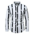 thumbnail image 1 of LNWUY (M-5XL) Big and Tall Men's Fashion Long Sleeve Button-Up Shirts with Color Block Stripes Fall Comfort Turndown Collar Shirt Casual Tops White L, 1 of 4
