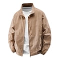 thumbnail image 1 of LNWUY (M-5XL) Big and Tall Men's Fashion Solid Color Outdoor Pocket Zipper Long Sleeve Jacket Sunscreen Standing Collar Coat Yellow L, 1 of 4