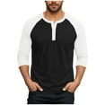 thumbnail image 1 of LNWUY (M-5XL) Big and Tall Men's Henley Shirts Colorblocking Long Sleeve Casual Lightweight Breathable Round Neck T-Shirts Brown XXXXL, 1 of 7